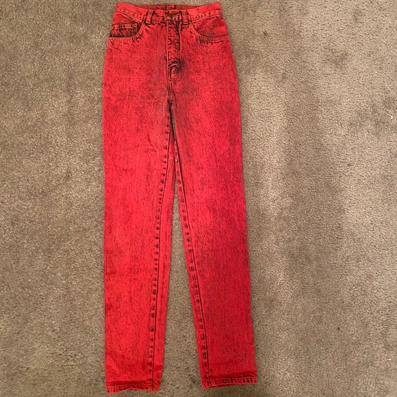 red high waisted jeans